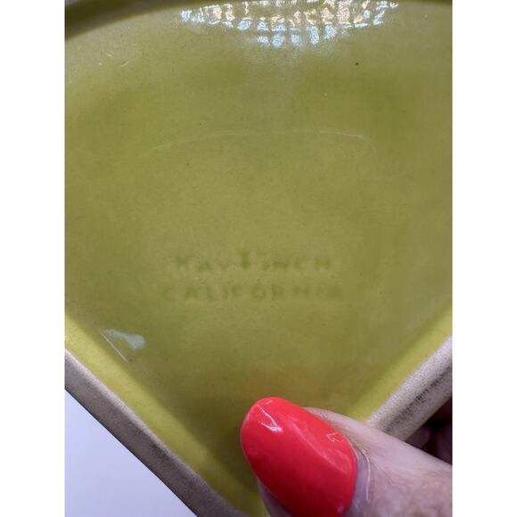 Kay Finch Mid Century Ceramic Green Asian Fan Box CA Made 1935-1963 - Picture 4 of 8